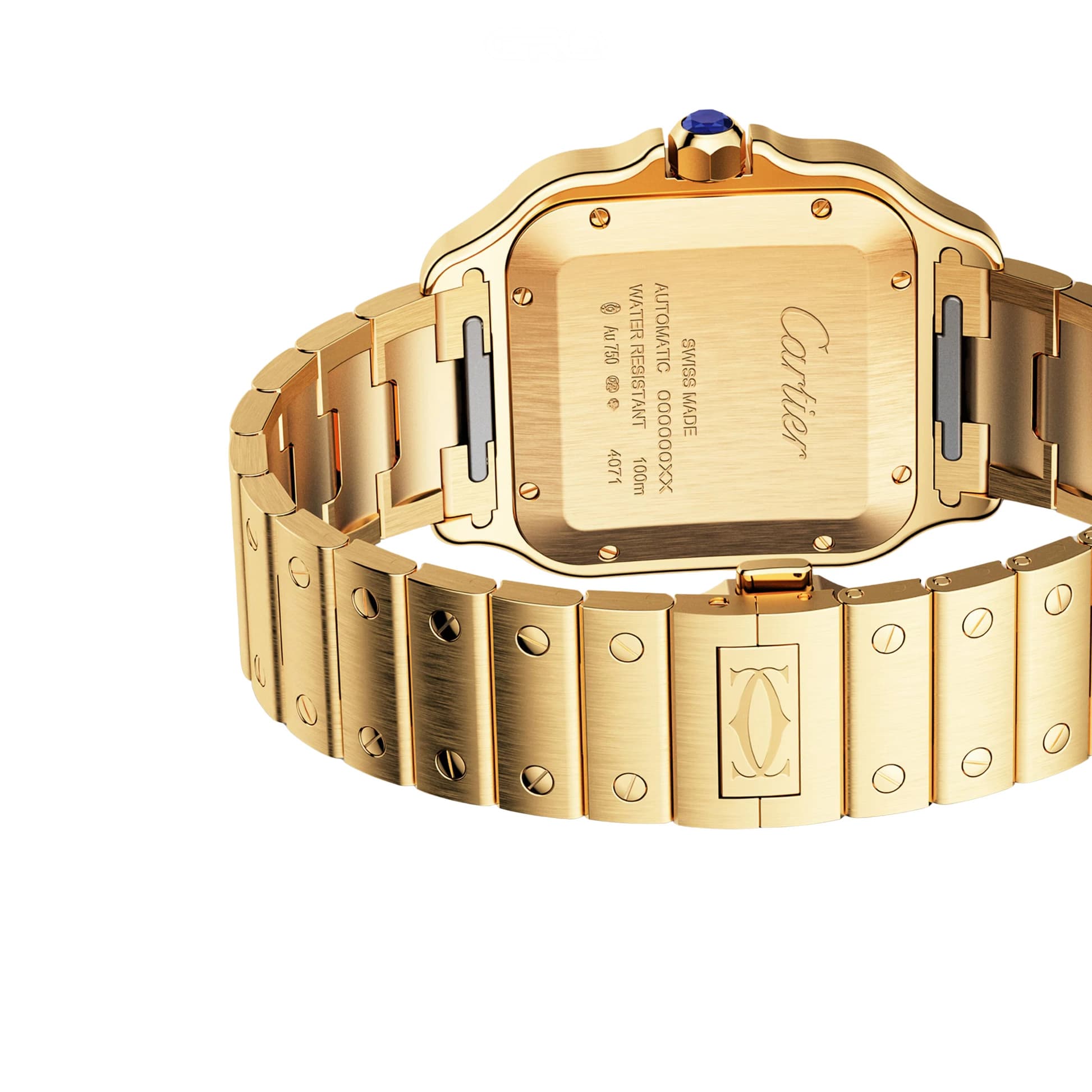 Cartier Santos de Cartier Golden Steel Blue Dial Watch