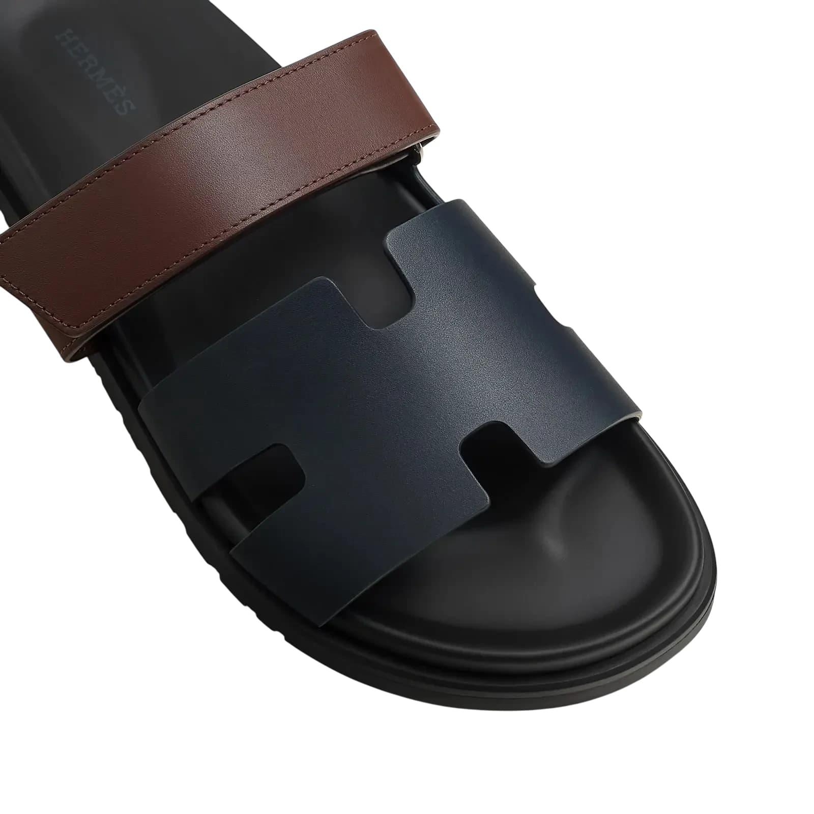 Hermès Chypre Sandals – Marine / Marron Palissandre