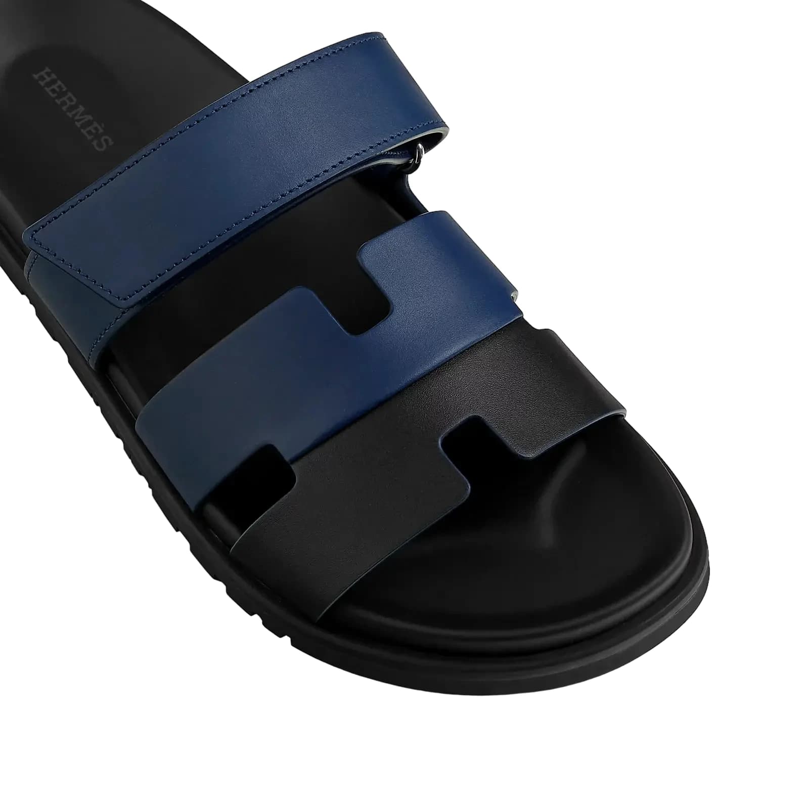 Hermès Chypre Sandals – Noir/Bleu Celeste