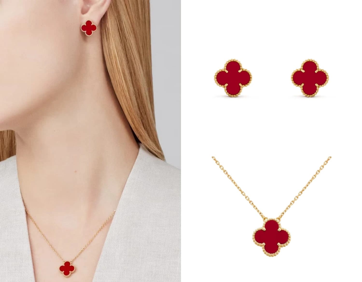 Van Cleef Alhambra Necklace & Earrings Set