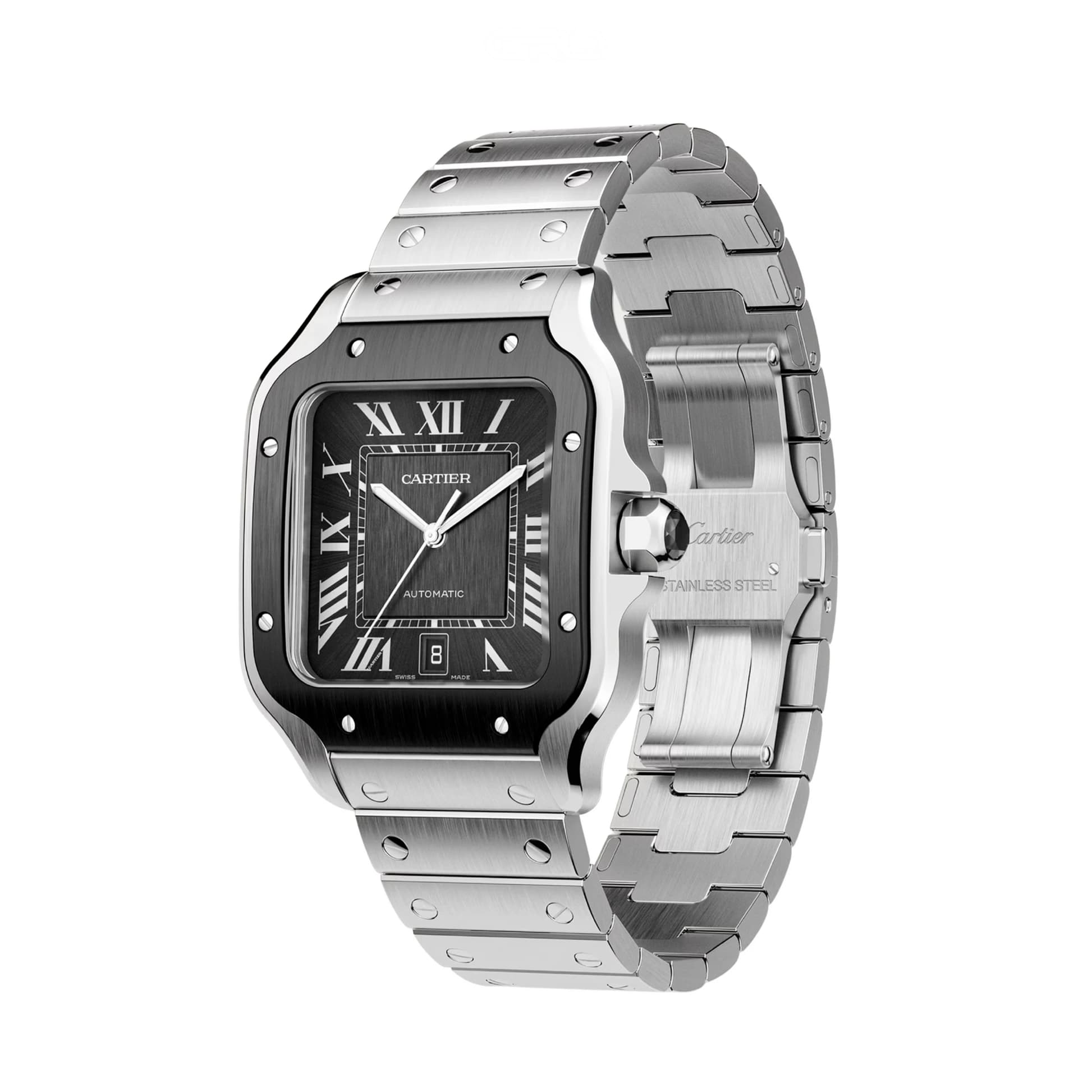 Cartier Santos de Cartier Steel Black Dial Watch