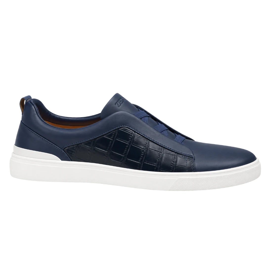 Zegna Sneakers | Crocodile Pattern Navy Blue (GEN-36B09901-36)