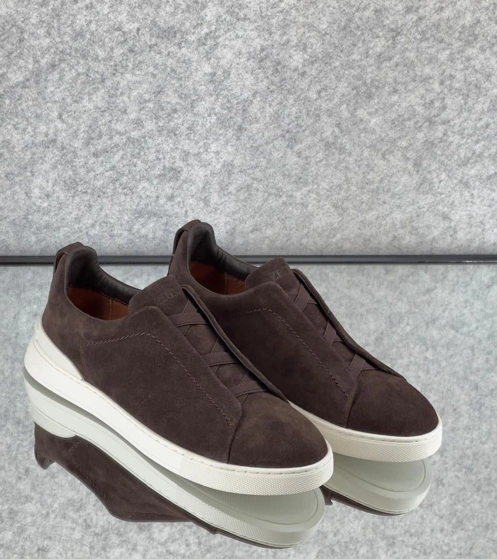 Zegna Footwear | Triple Stitch Suede Brown