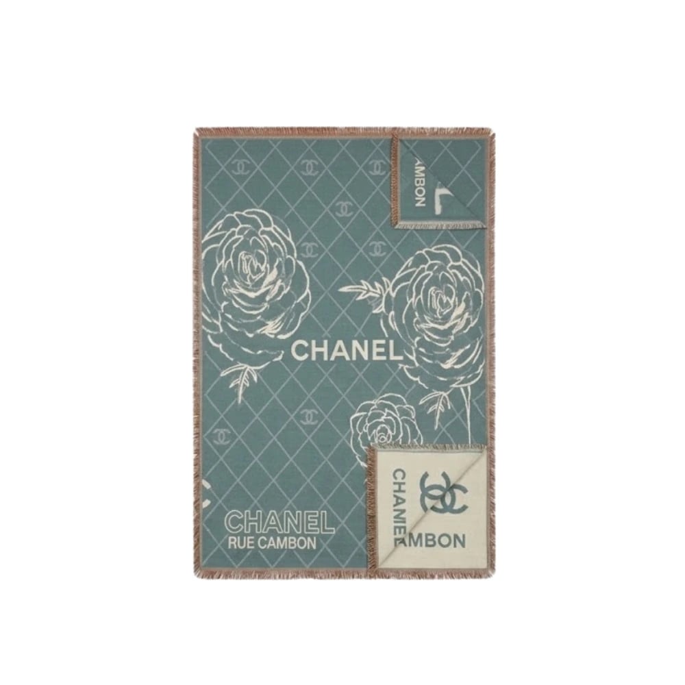 Chanel CC Grid Monogram Sage Scarf