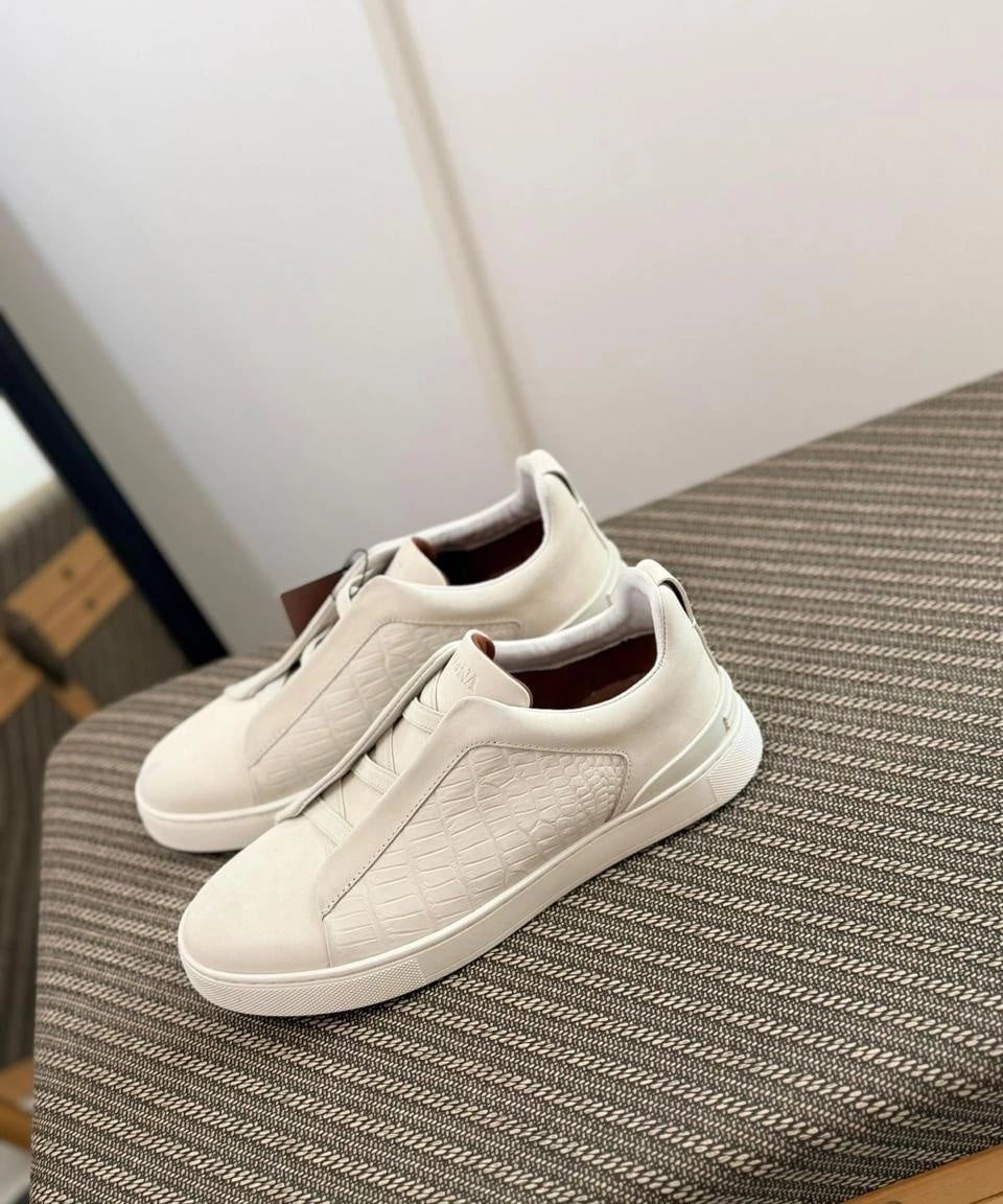 Zegna Footwear | Triple Stitch Crocodile White