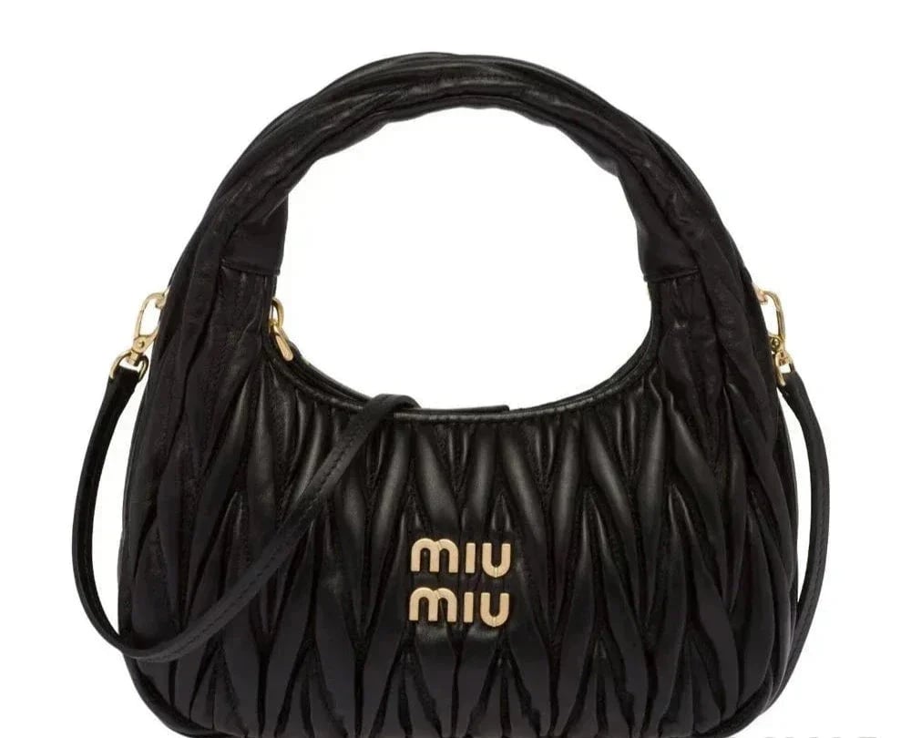 Miu Miu Wander Shoulder Bag - Matelassé Nappa Leather "Black"