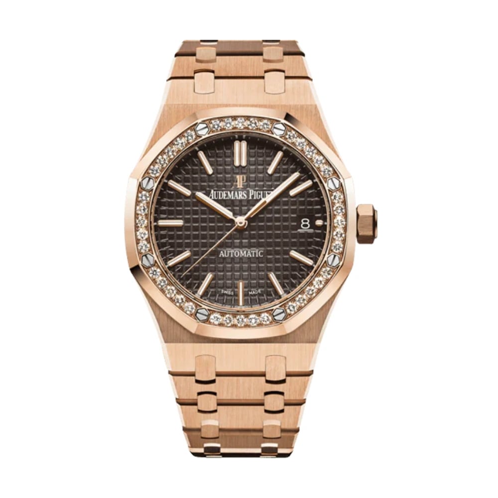 Audemars Piguet Royal Oak – Diamond Bezel Pink Gold Brown Dial