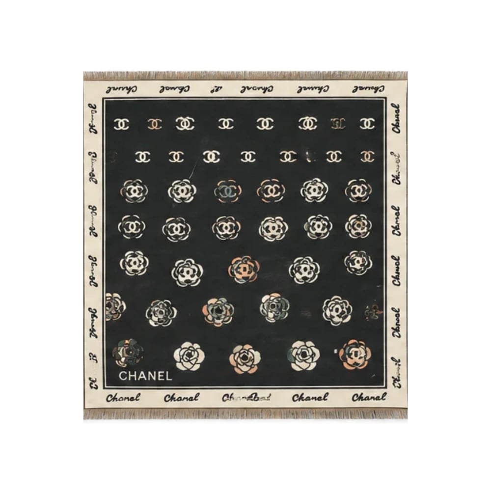 Chanel CC Camellia Grid Scarf