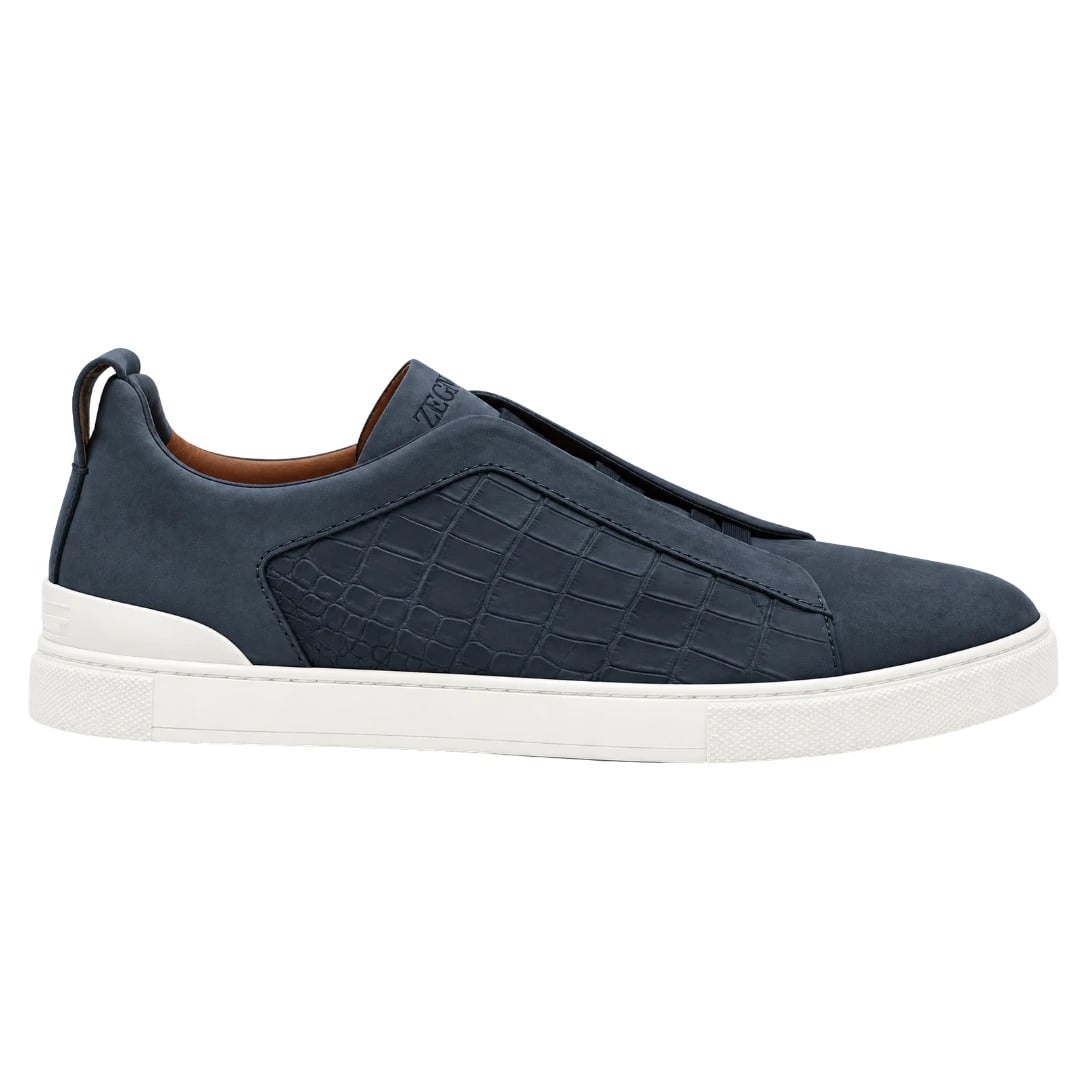 Zegna Sneakers | Crocodile Pattern Navy