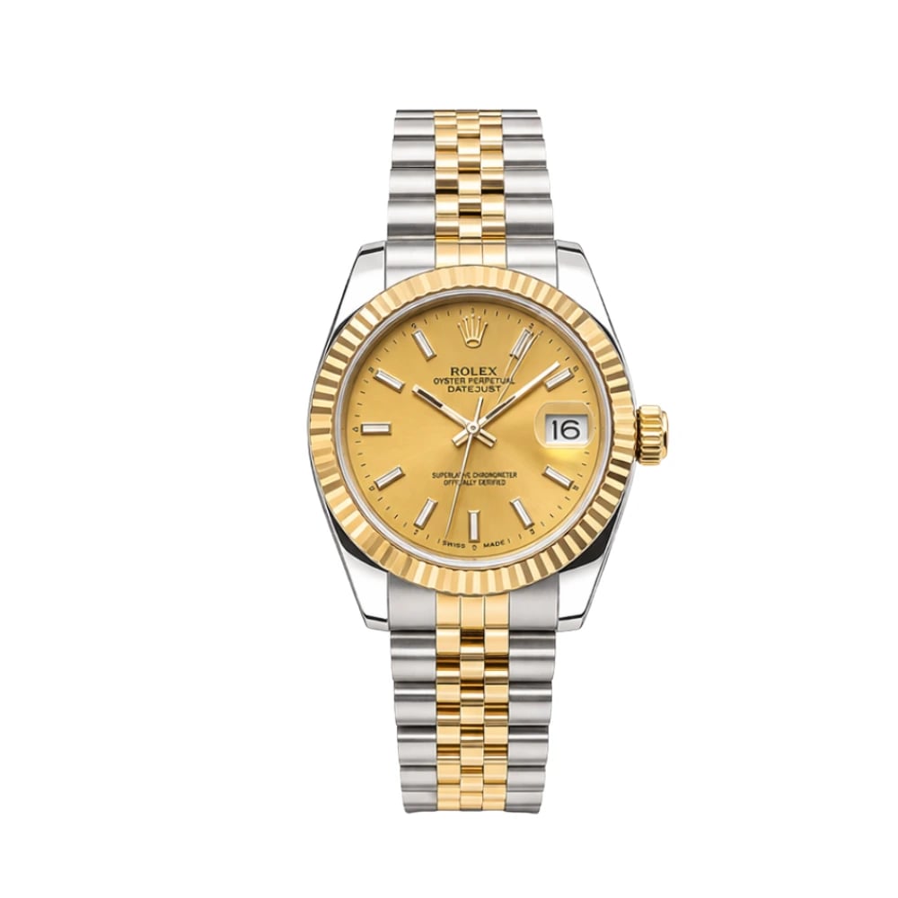 Rolex Datejust – Golden Dial Fluted Bezel