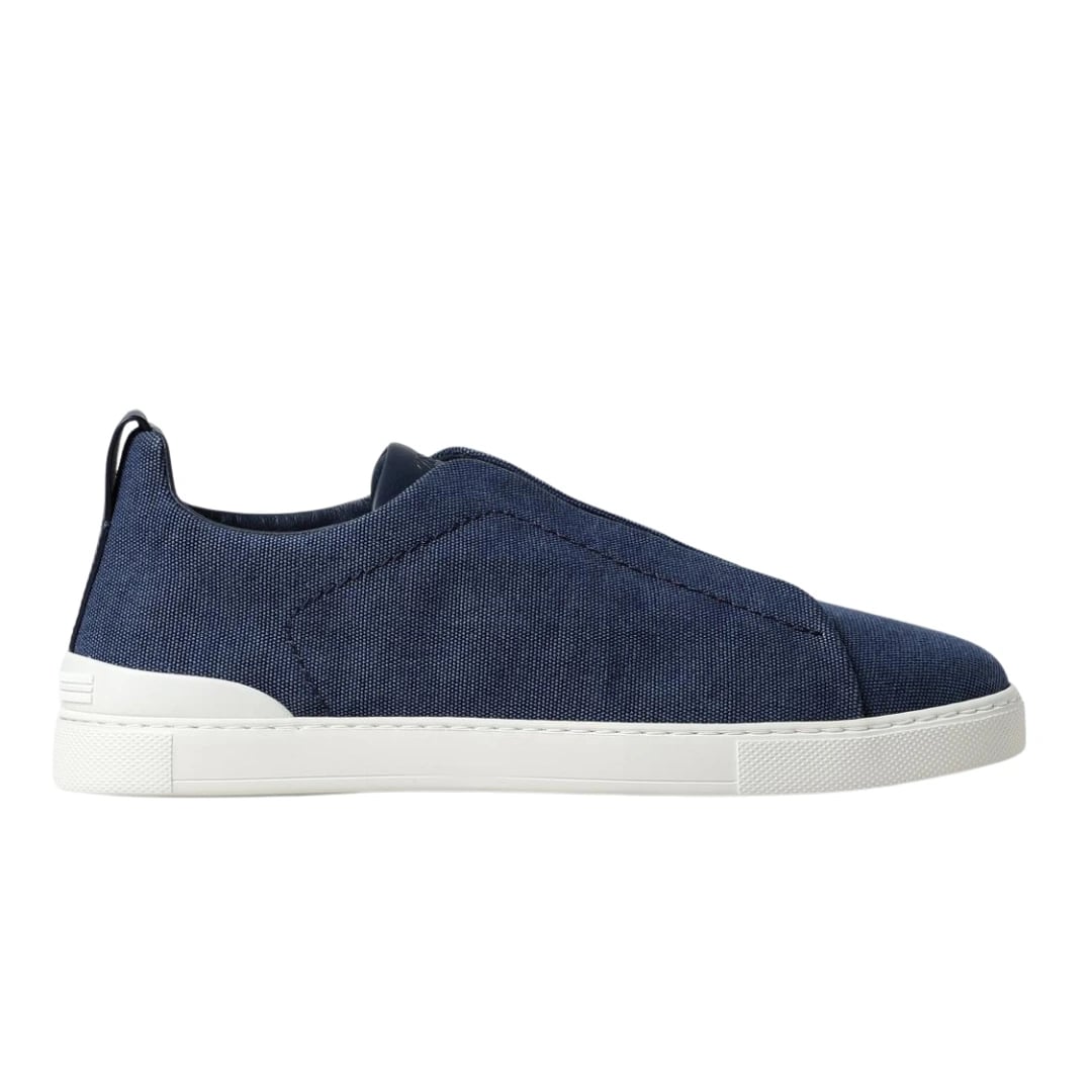 Zegna Triple Stitch Denim Blue Sneakers