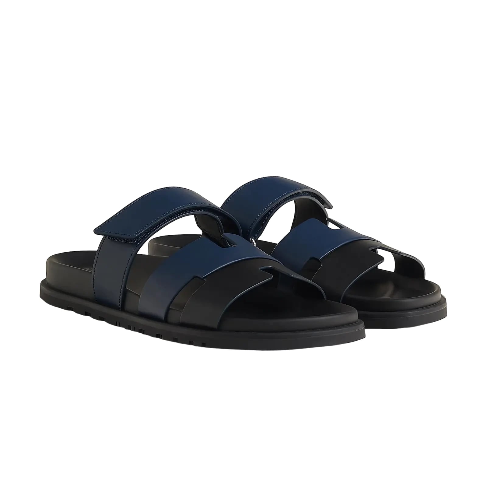 Hermès Chypre Sandals – Noir/Bleu Celeste