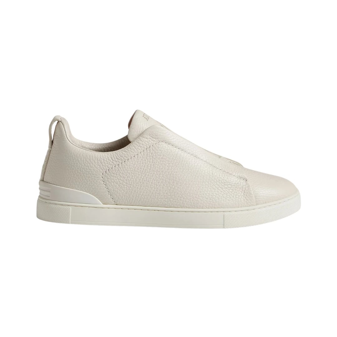Zegna Deerskin Triple Stitch White Sneakers