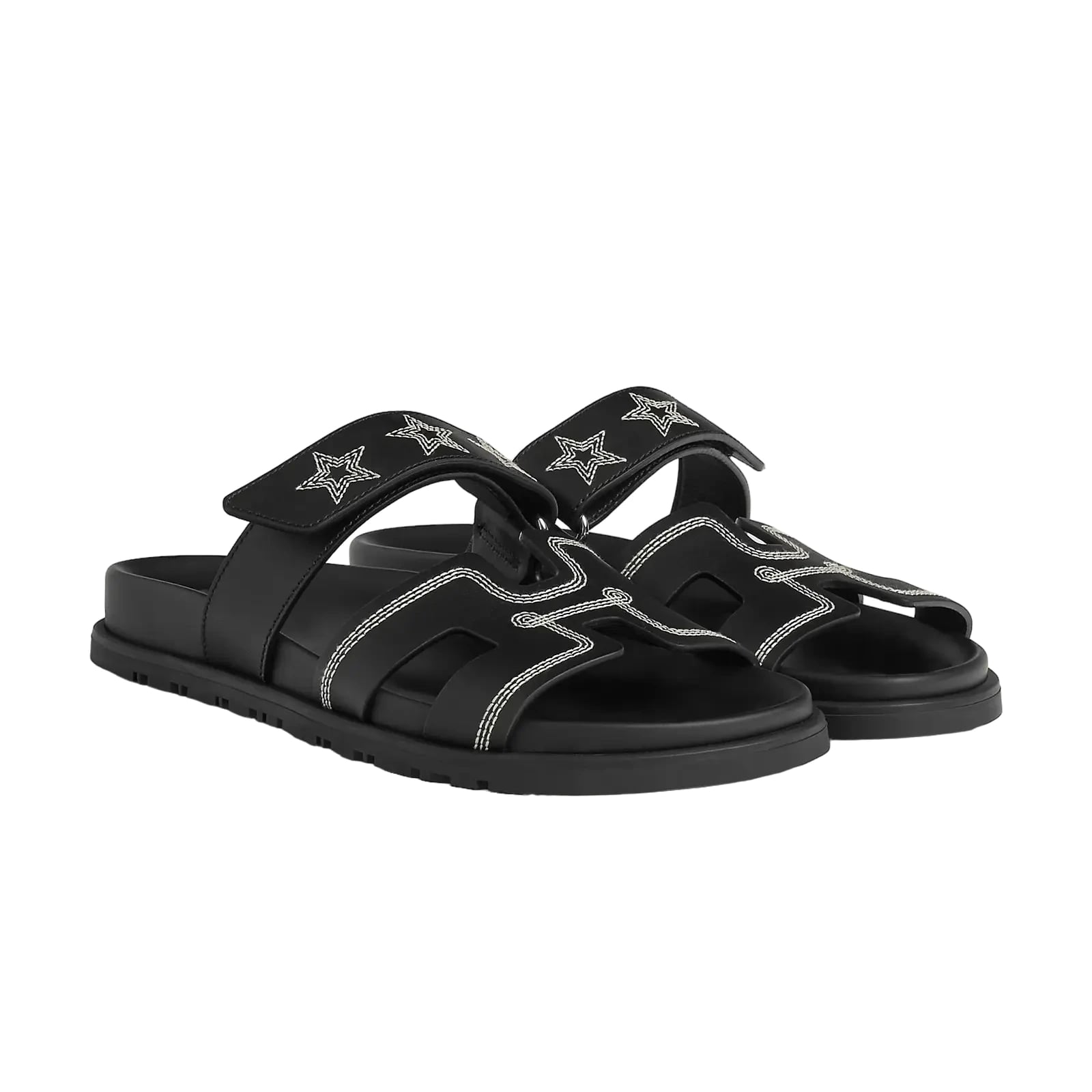 Hermès Chypre Sandals – Noir Star Print