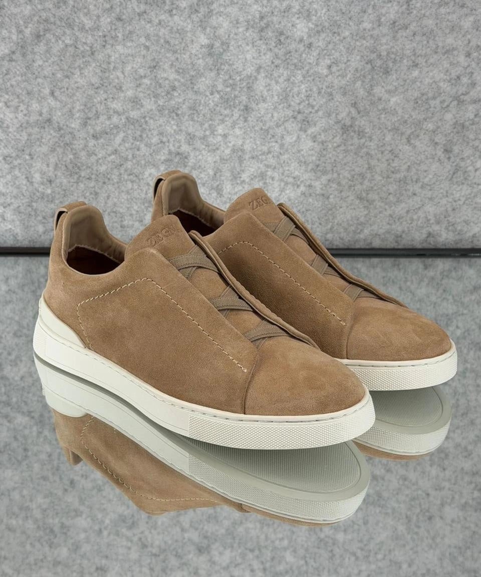 Zegna Footwear | Triple Stitch Suede Coffee