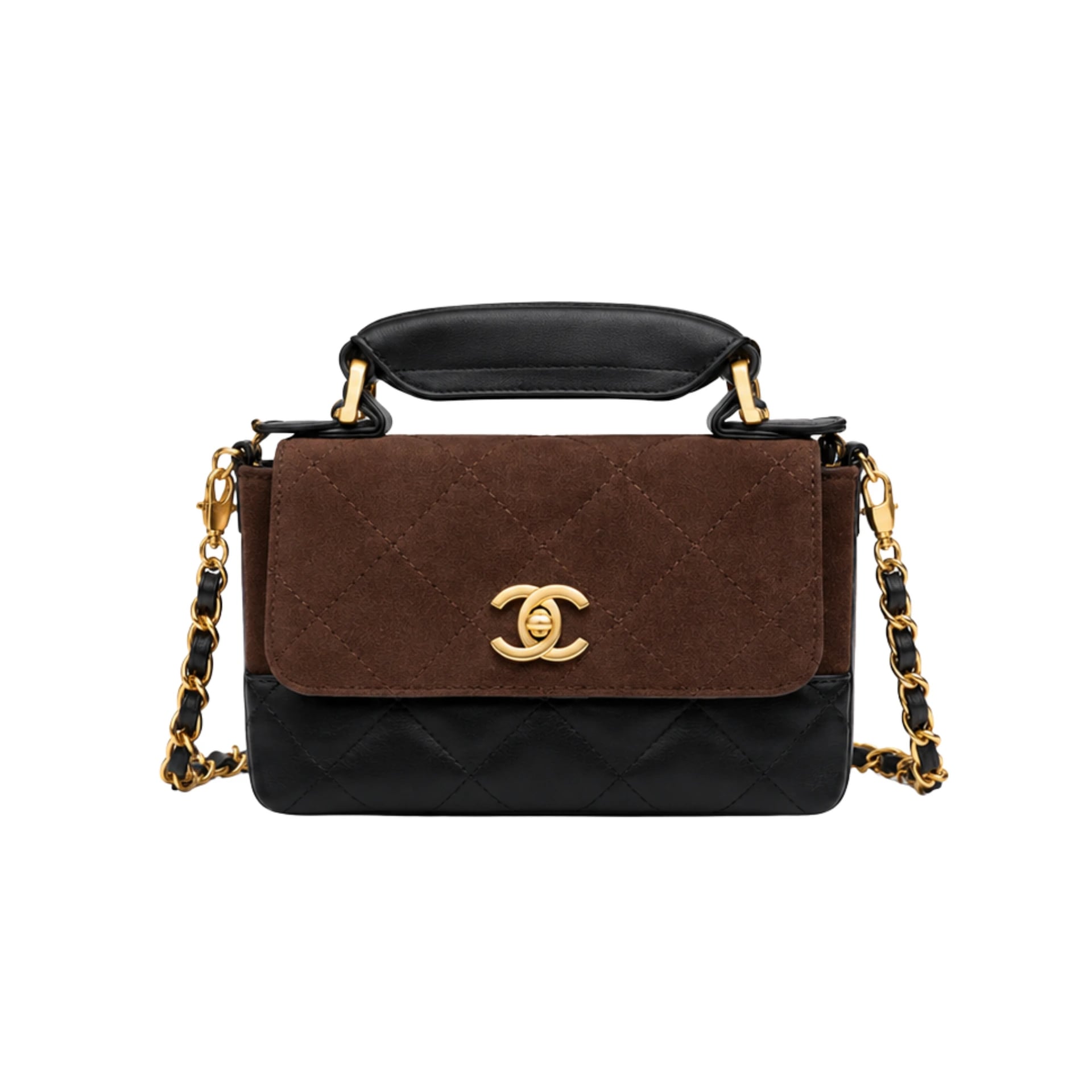 Chanel Brown Black Shiny Calfskin