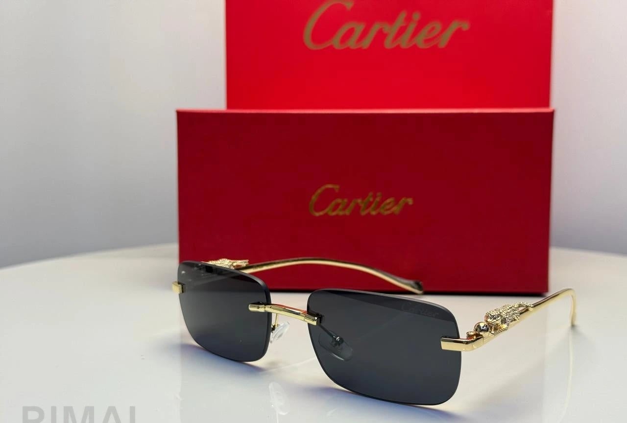 Cartier | C Decor Rectangular Wood Sunglasses