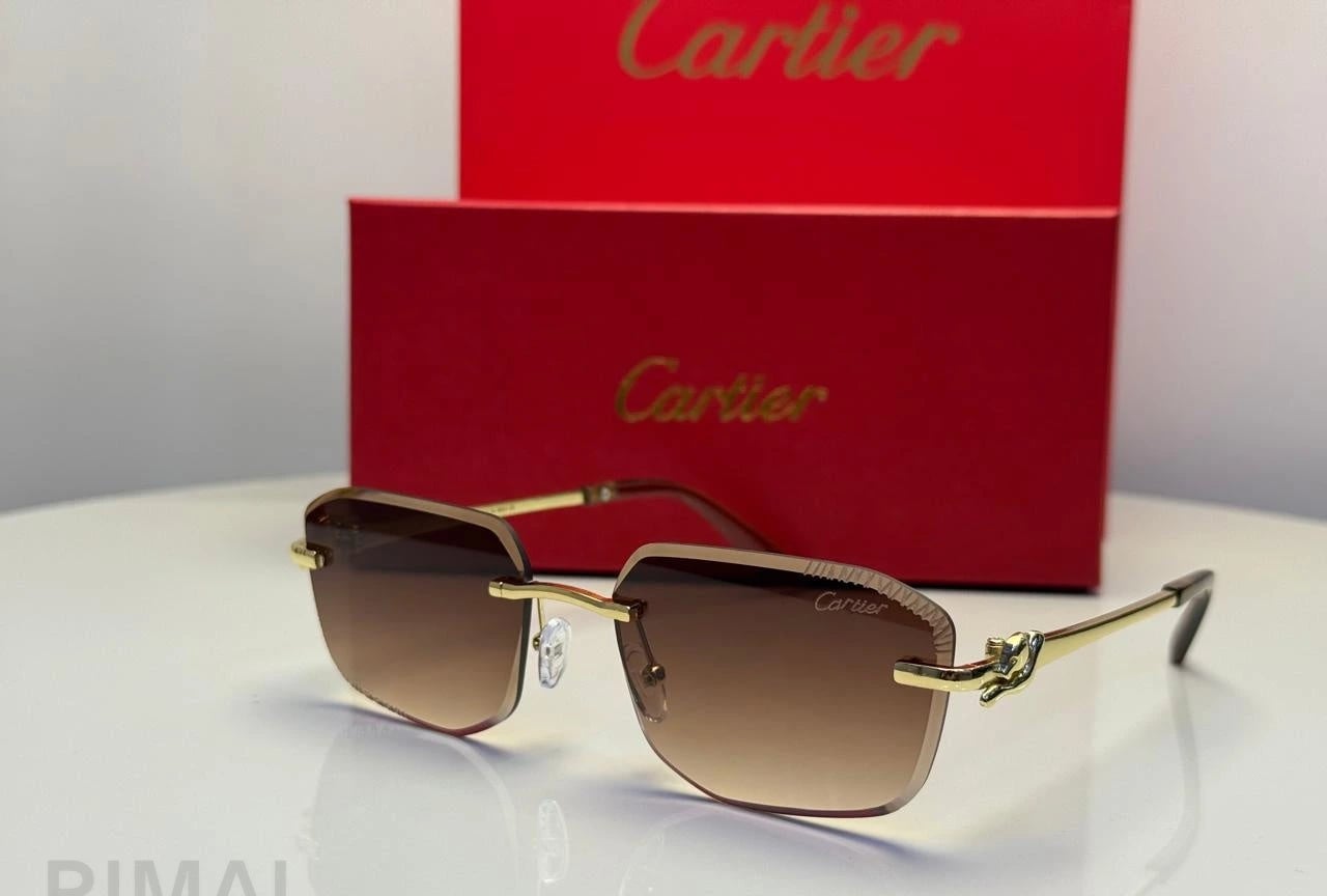 كارتييه | نظارة شمسية Panthère de Cartier بدون إطار – ذهبي / رمادي متدرج