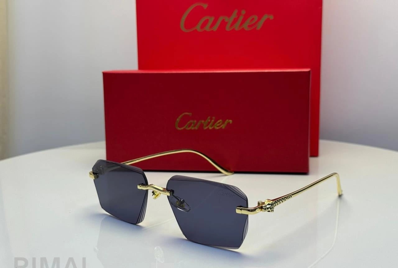 كارتييه | نظارة Panthère de Cartier بدون إطار - ذهبي / شفاف / أسود