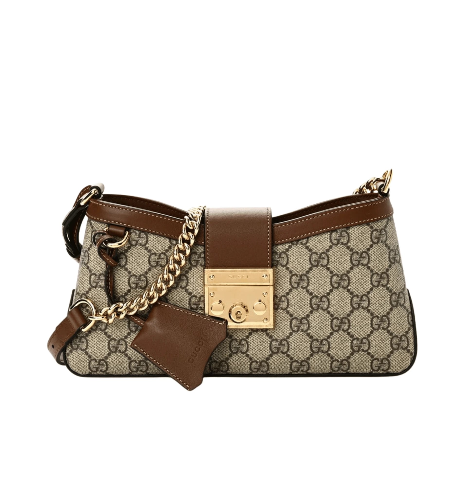 Gucci GG Supreme Monogram Calfskin Small Padlock Chain Shoulder Bag