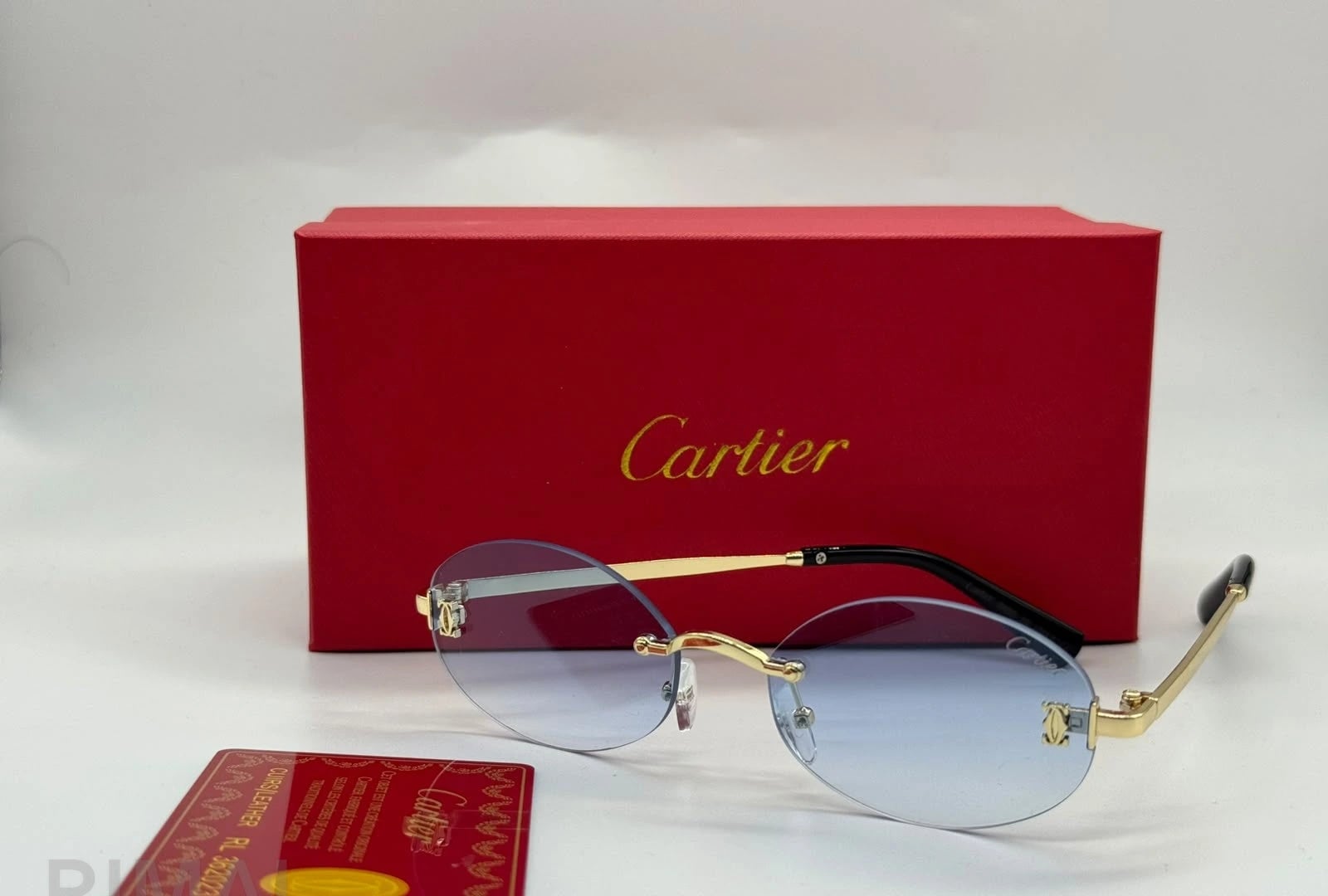 Cartier | Panthère de Cartier Rimless Rectangular Sunglasses – Silver / Grey Gradient