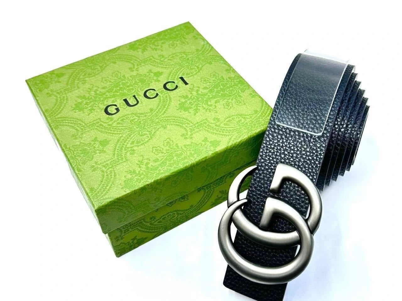 Gucci | حزام متشابك G – أسود / مع إكسسوار بلونين فضي وأسود