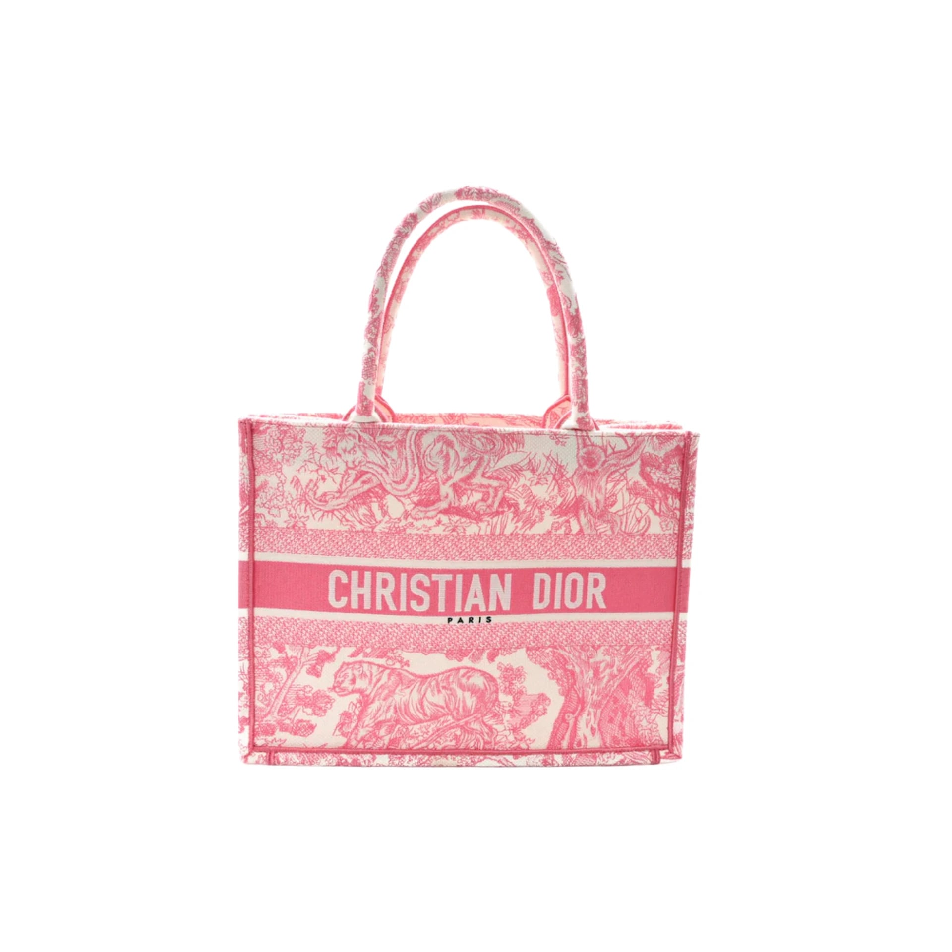 Dior Canvas Embroidered Tote Pink Bag