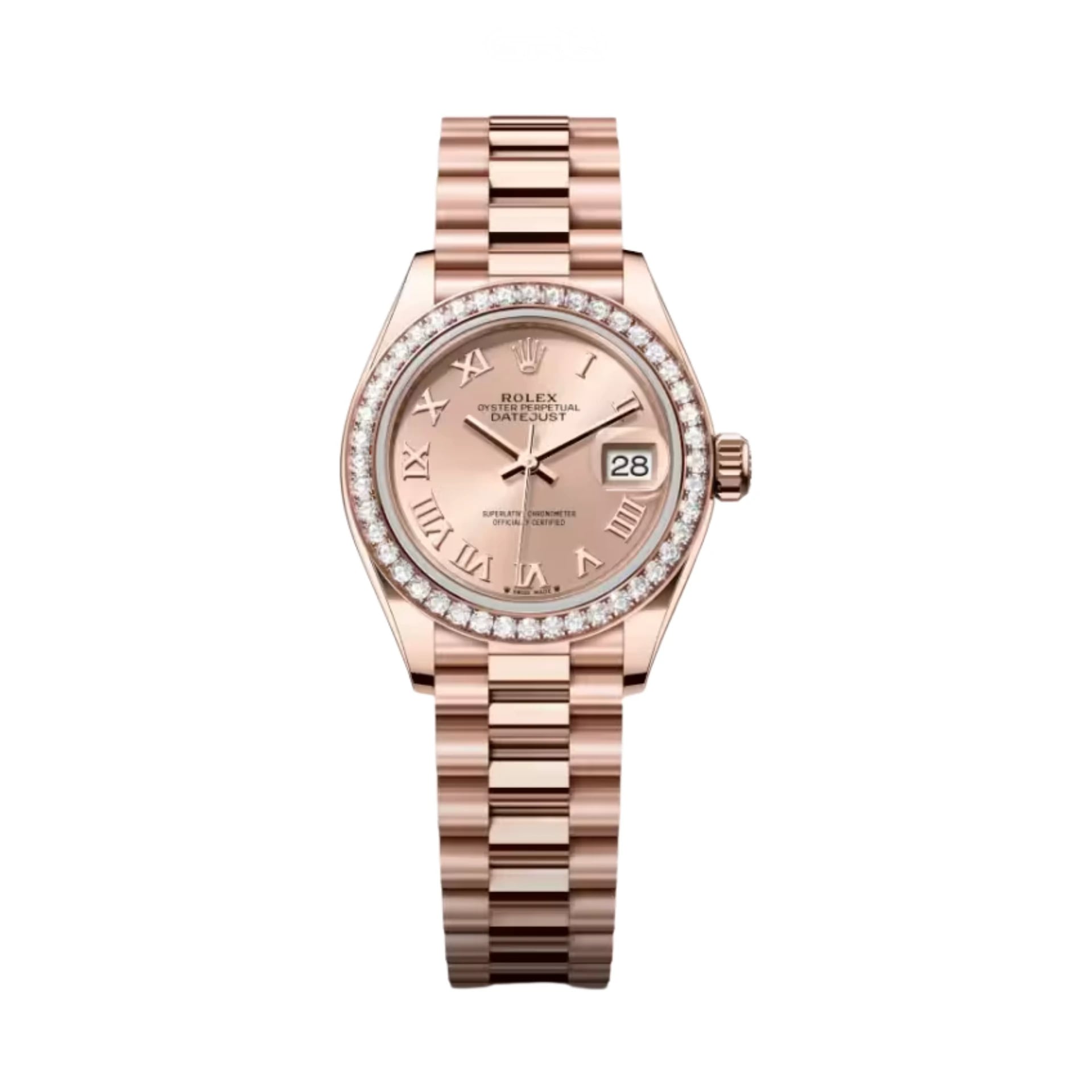 Rolex Datejust – 28 Rose Dial Diamond Bezel