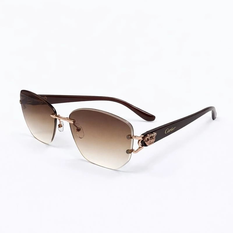 Cartier — Elegant Gold-Rim Square Sunglasses