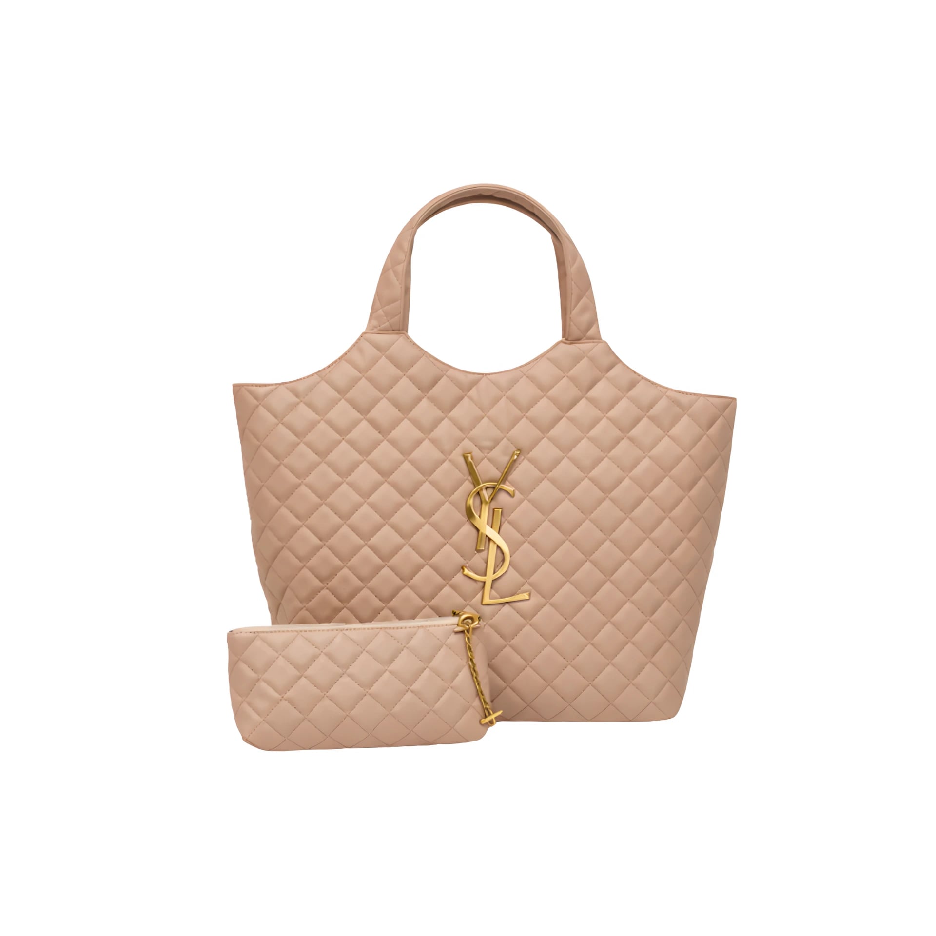 Saint Laurent Icare Maxi Quilted Suede Beige
