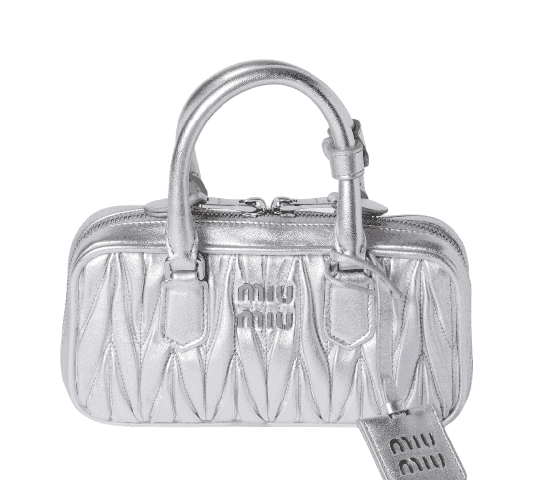 Miu Miu Arcadie Matelassé Nappa Leather Mini-Bag "Silver"