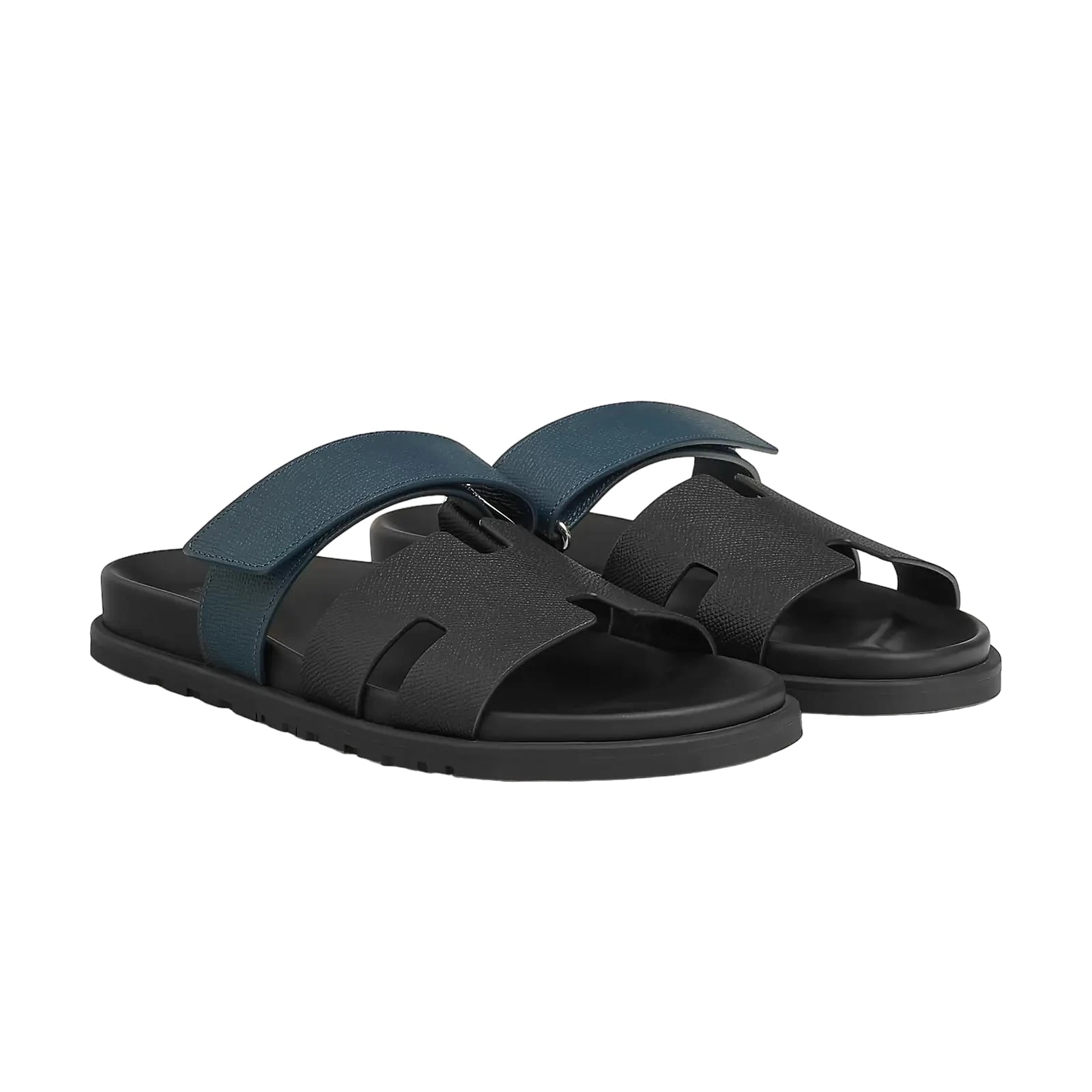 Hermès Chypre Sandals – Noir / Bleu Céleste