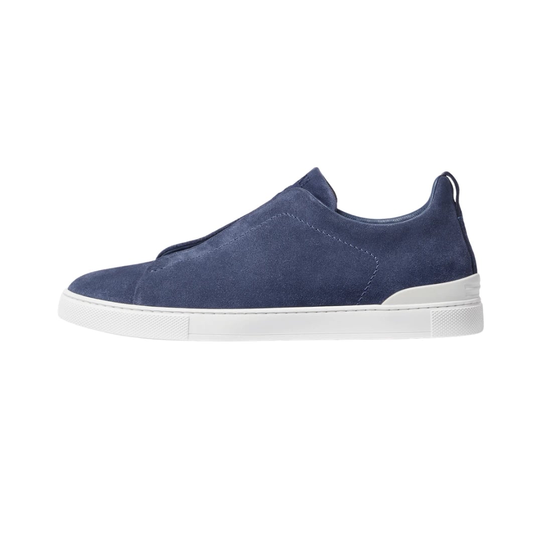 Zegna Footwear | Triple Stitch Suede Blue