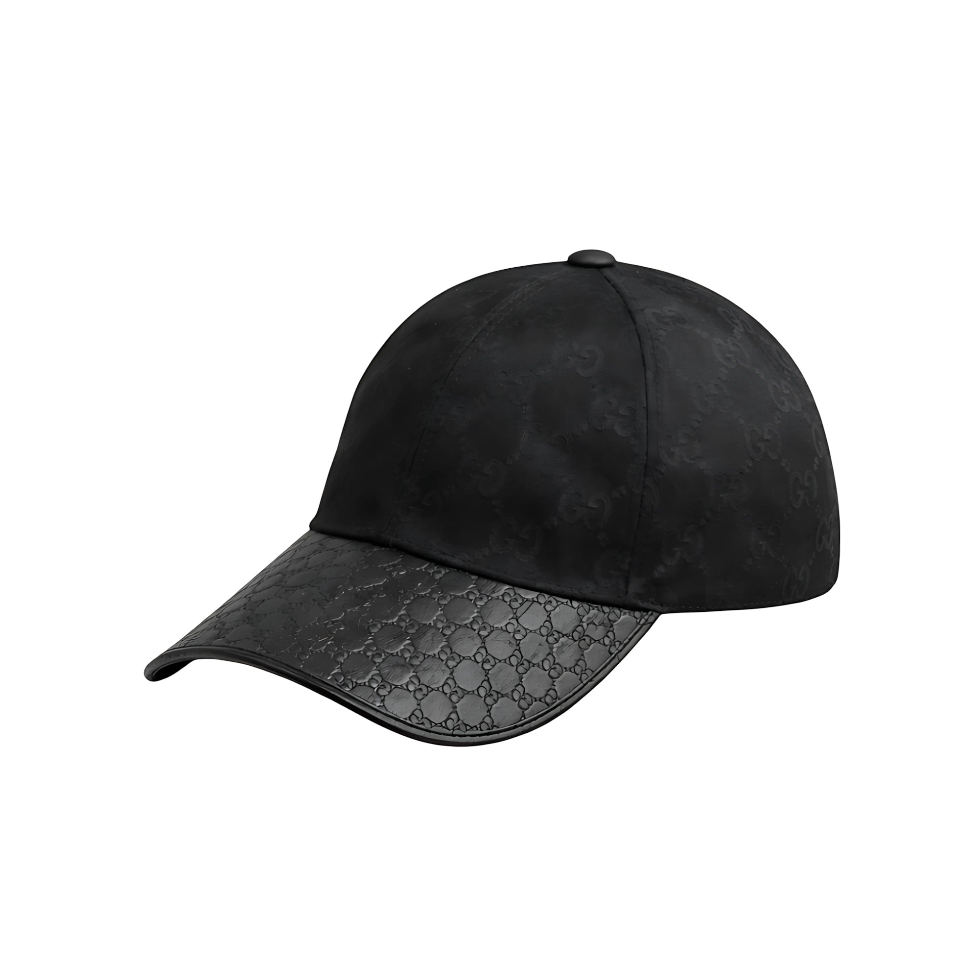 Gucci Monogram Logo Black Leather Cap