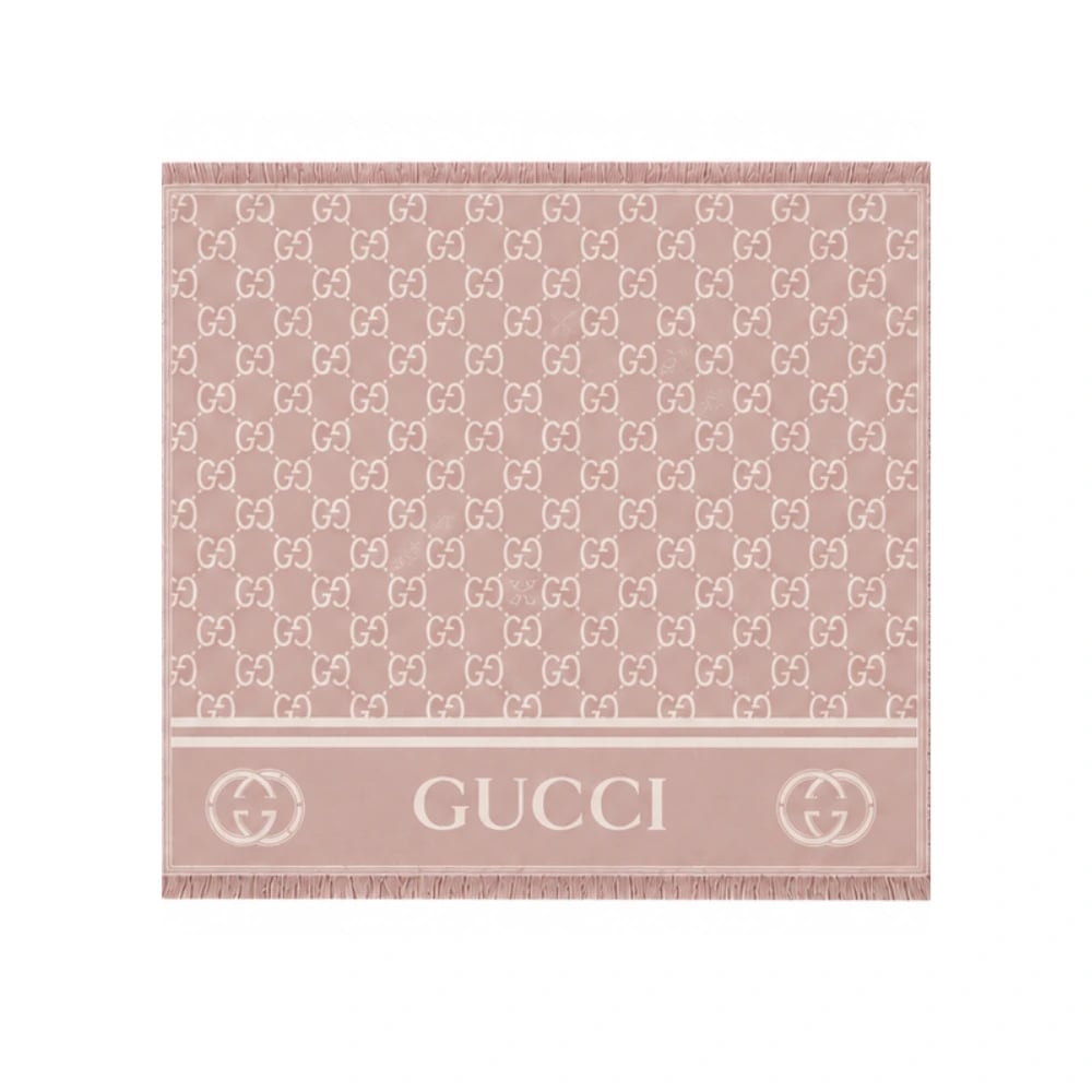 Gucci GG Monogram Jacquard Scarf – Dusty Pink