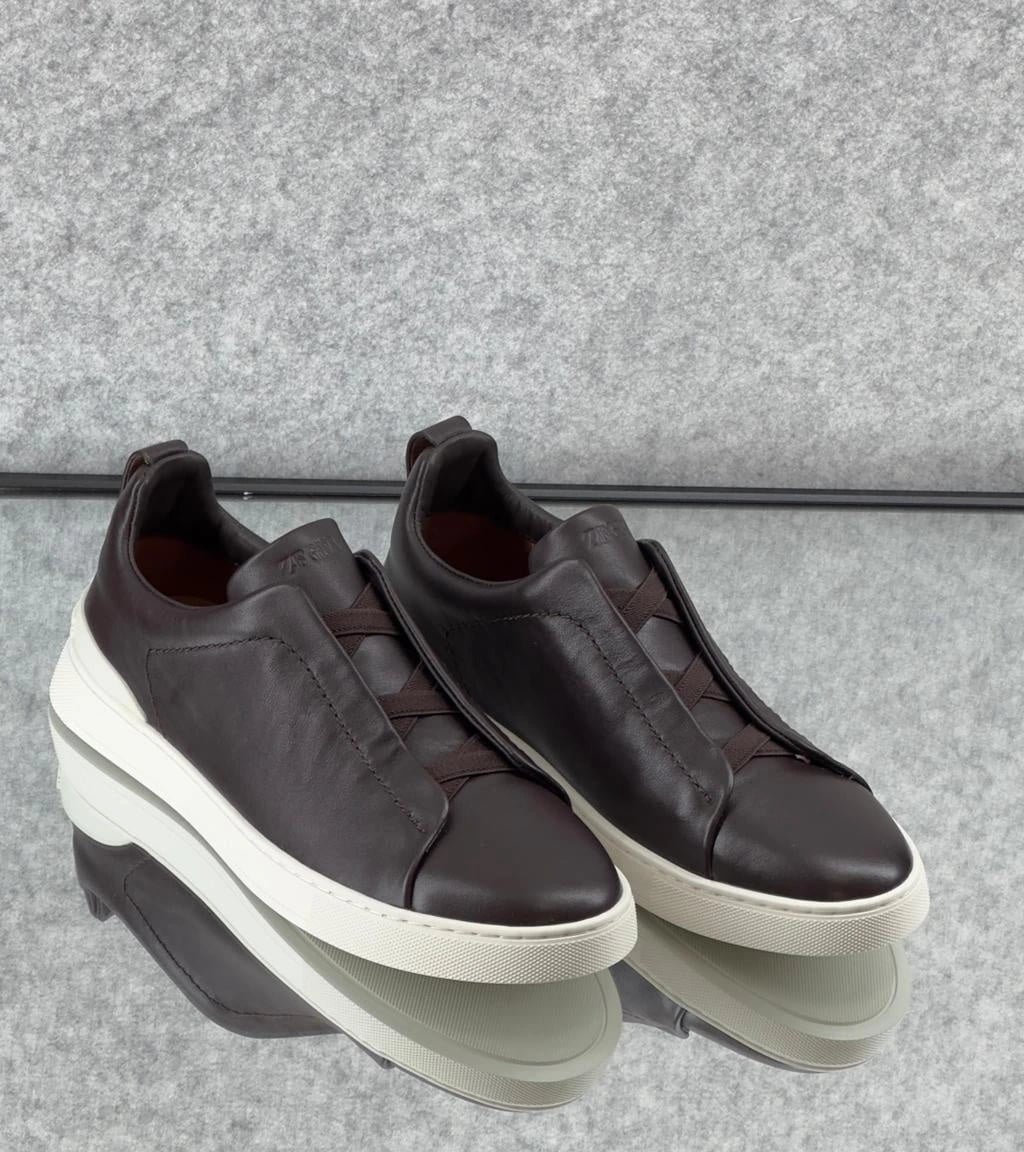 Zegna Footwear | Triple Stitch Mocha Brown
