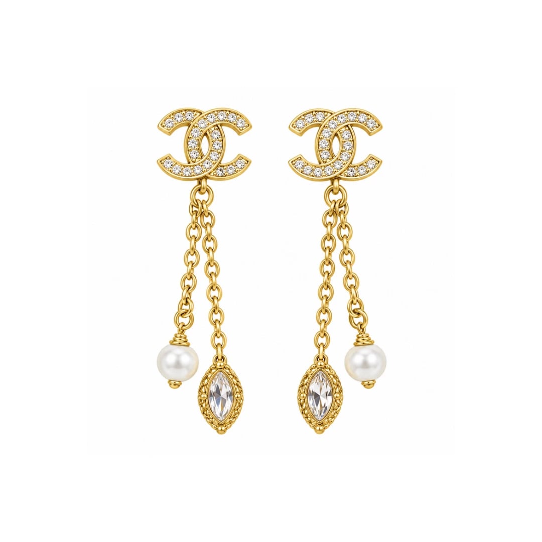 Chanel CC Drop Earrings