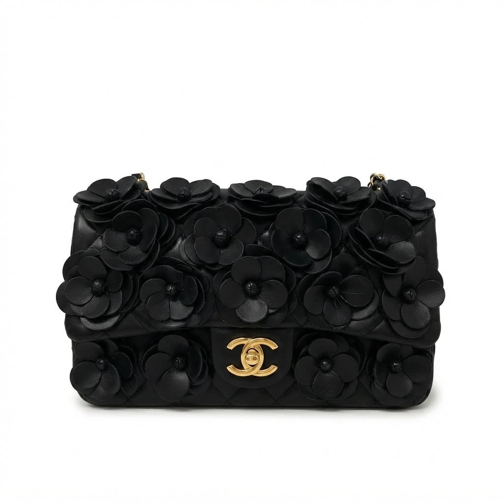 Chanel Camellia Flap Black Floral Bag (BAG-CHA-024)