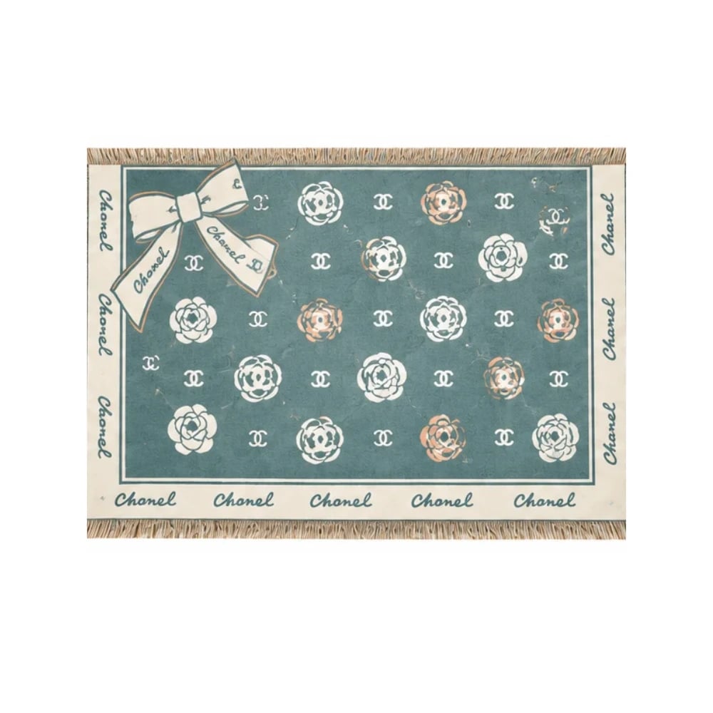Chanel CC Jacquard Sage Scarf