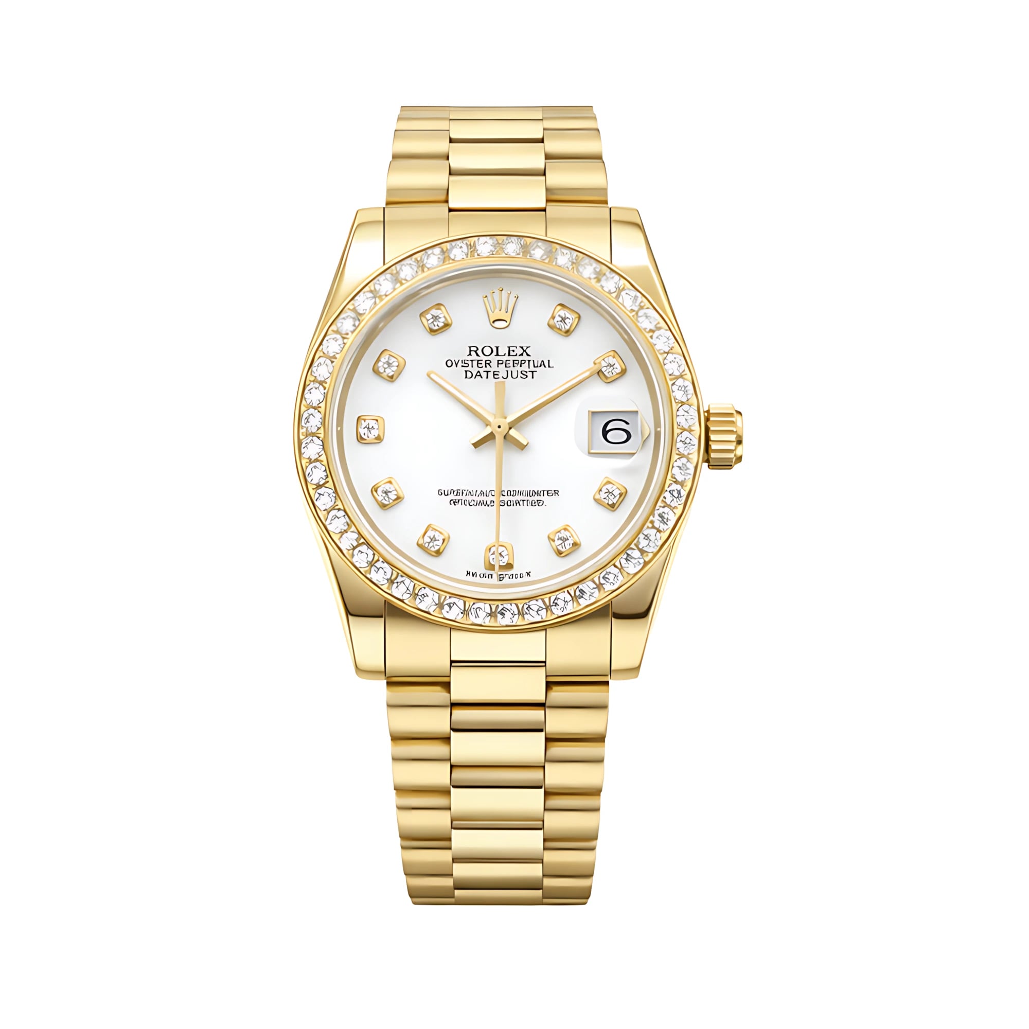 Audemars Piguet Royal Oak Yellow Gold White Diamond Dial Watch