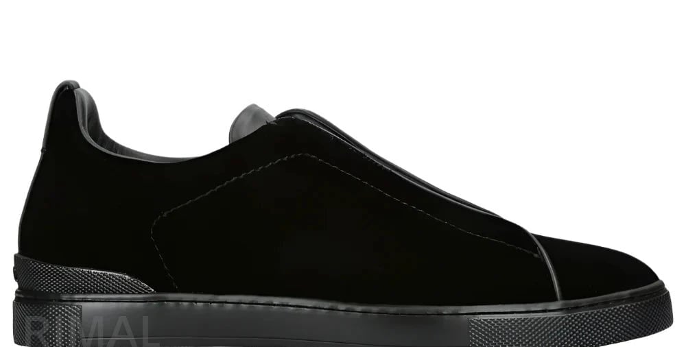 Zegna Triple Stitch Black Sneaker - Velvet | Men