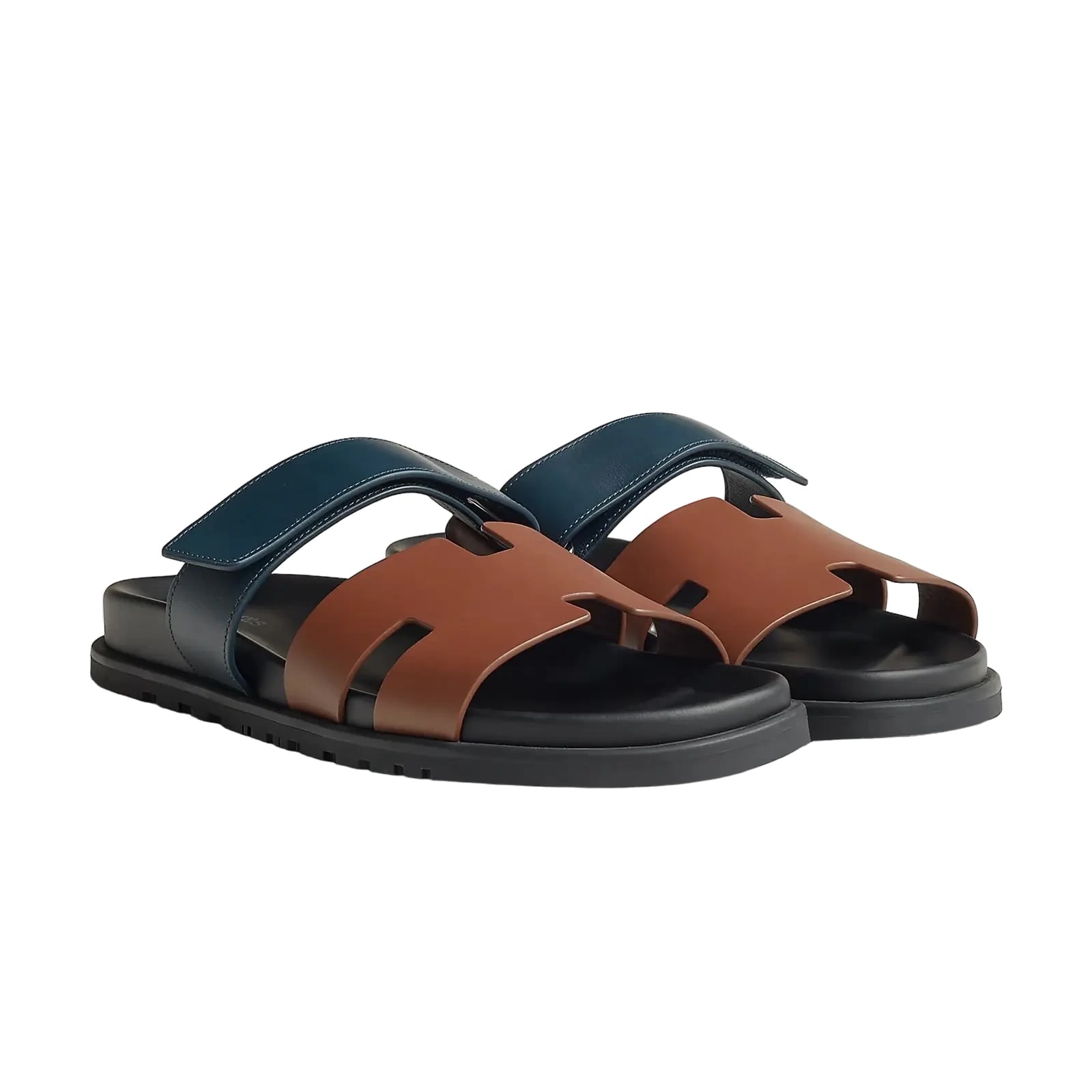 Hermès Chypre Sandals – Gold / Bleu Céleste