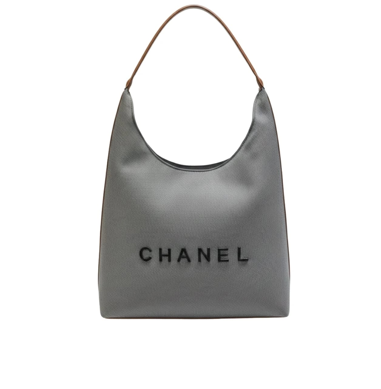 Chanel Deauville Canvas Tote Bag with Brown Leather