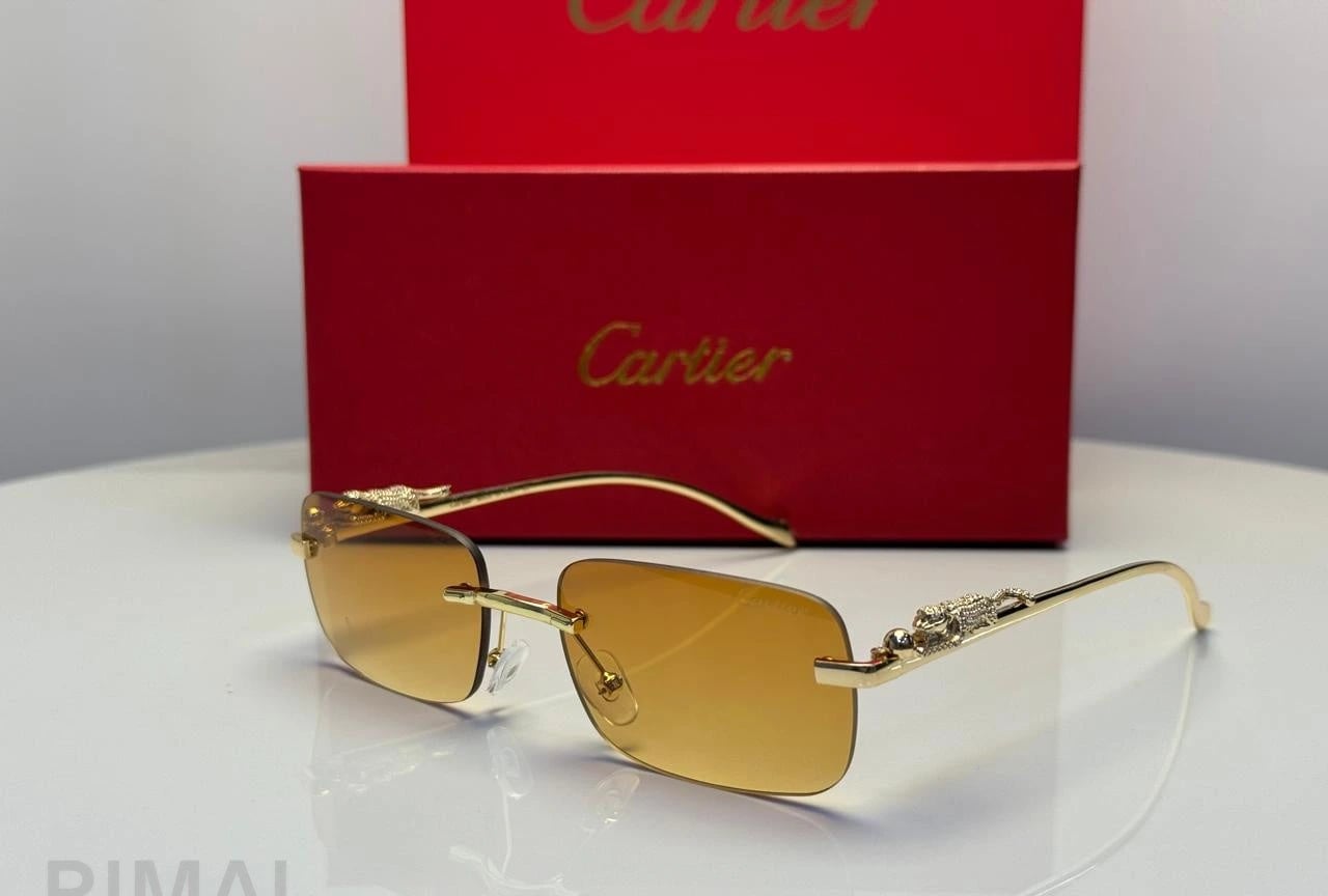 كارتييه | نظارة شمسية مستطيلة Panthère de Cartier – ذهبي / بنفسجي