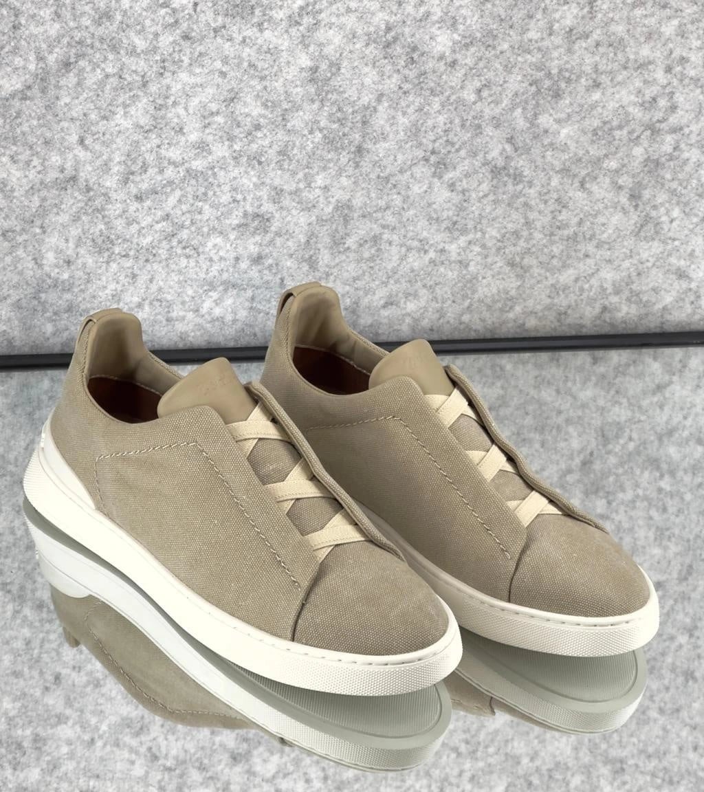 Zegna Footwear | Triple Stitch Suede Begie