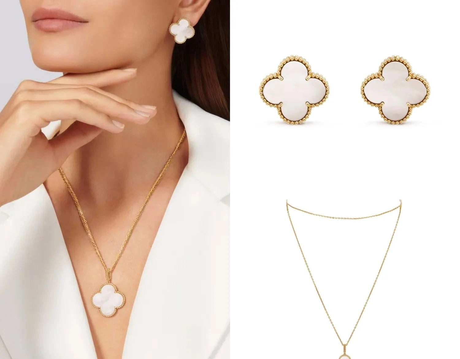 Van Cleef Alhambra Necklace & Earrings Set