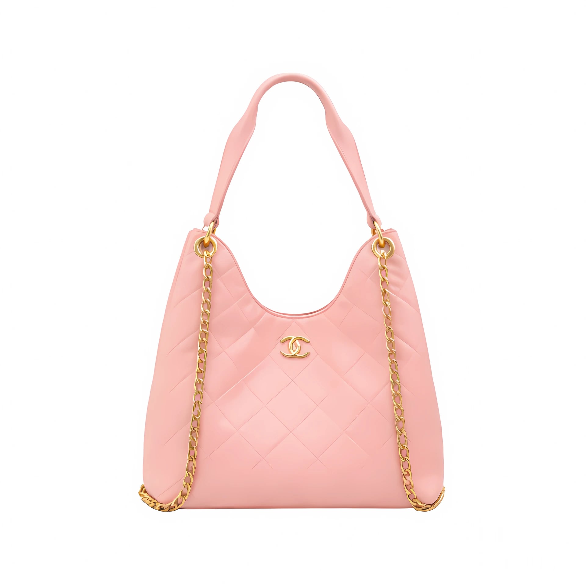 Chanel Hobo Handbag Light Pink Shiny Lambskin