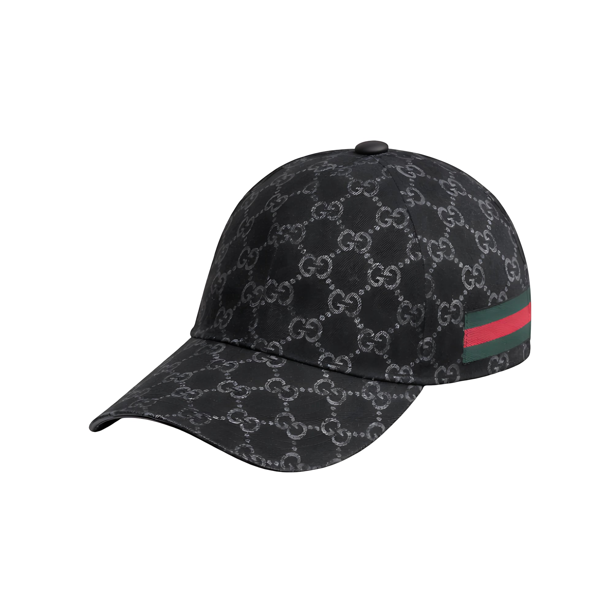 Gucci GG Logo Stripe Canvas Black Cap