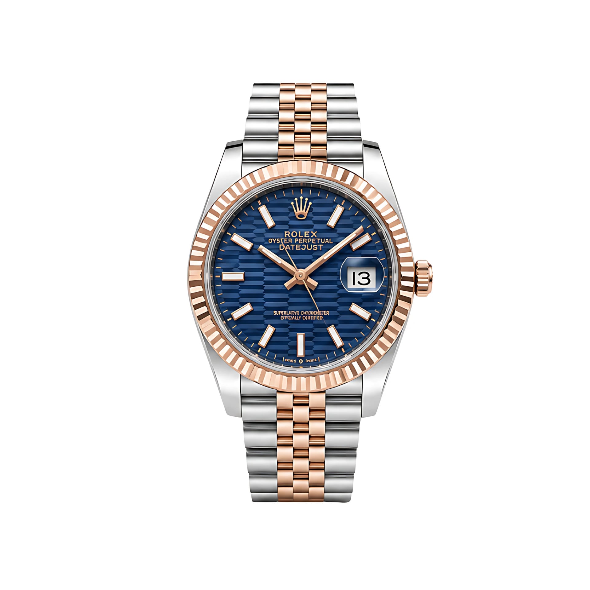 Rolex Datejust – Blue Waffle Dial Two Tone Rose Gold