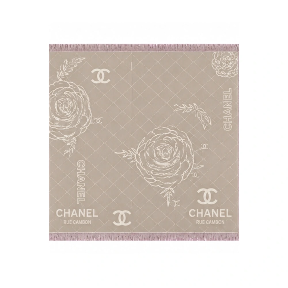 Chanel CC Camellia Grid Scarf – Taupe
